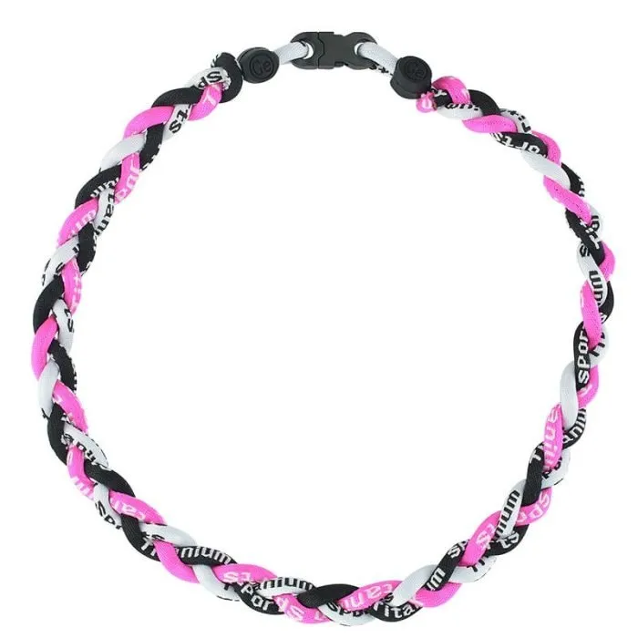 fullscope sports braided rope titanium sports necklace pink black white